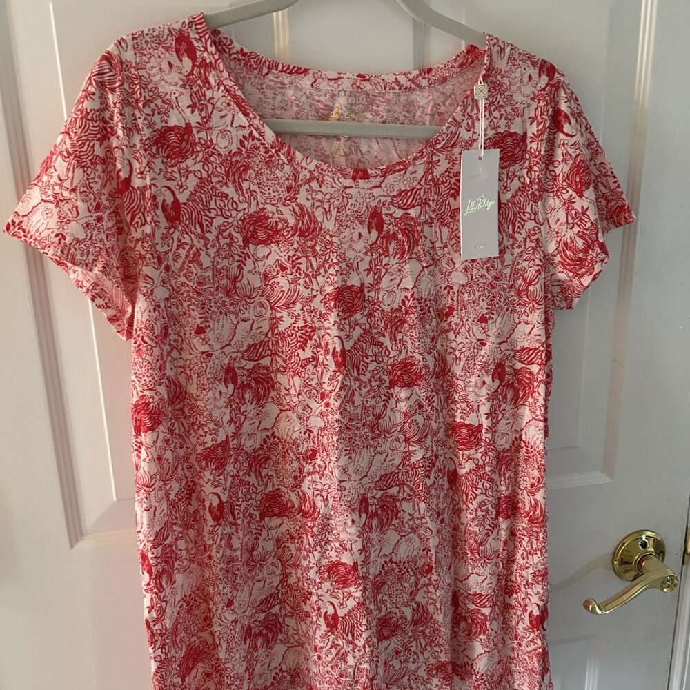 Lilly Pulitzer Etta Top Raspberry Rouge Animal Magnetism